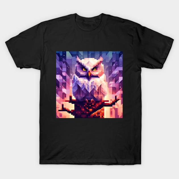 Pixel Owl on Tree T-Shirt by SmartPufferFish